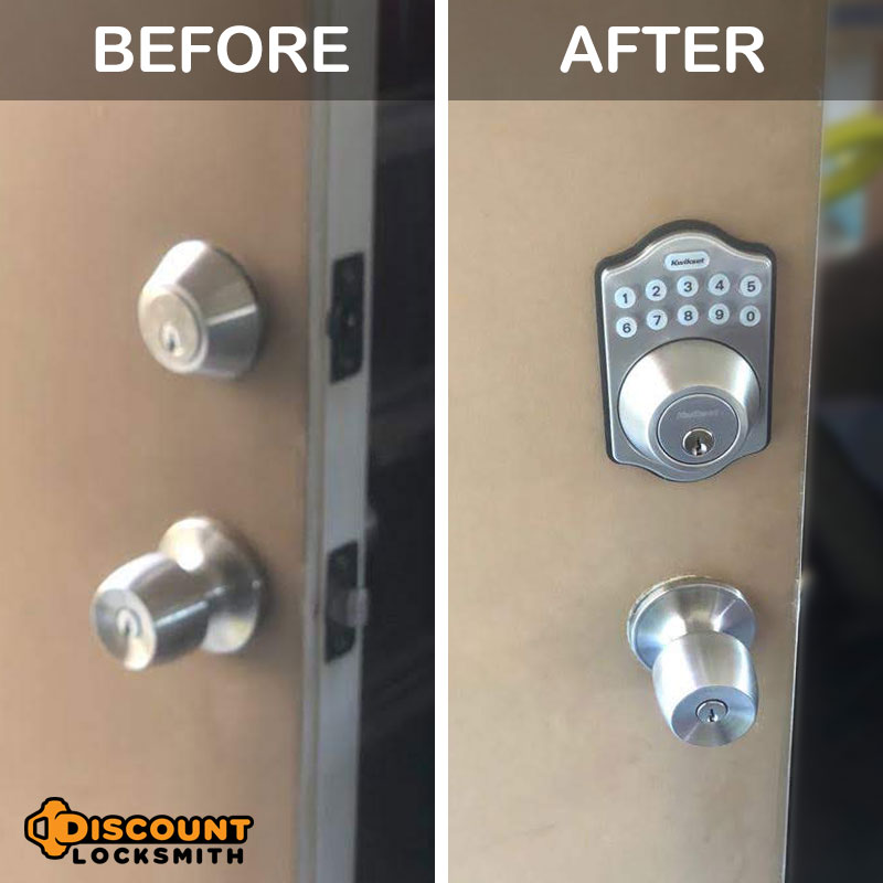 keypad door lock installed